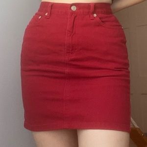 Vintage TOMMY HILFIGER Red Denim Mini Skirt